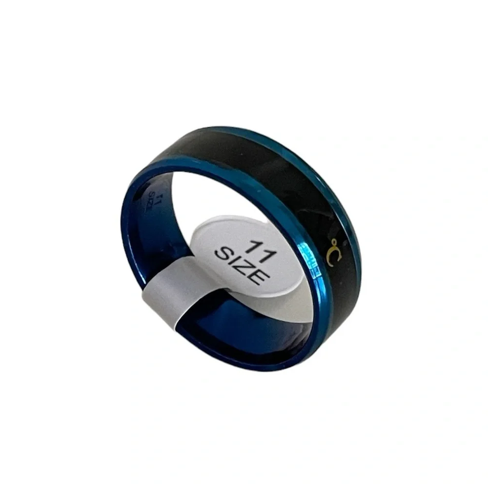 Men’s Celsius Body Temperature Blue and Black Ring Size 11